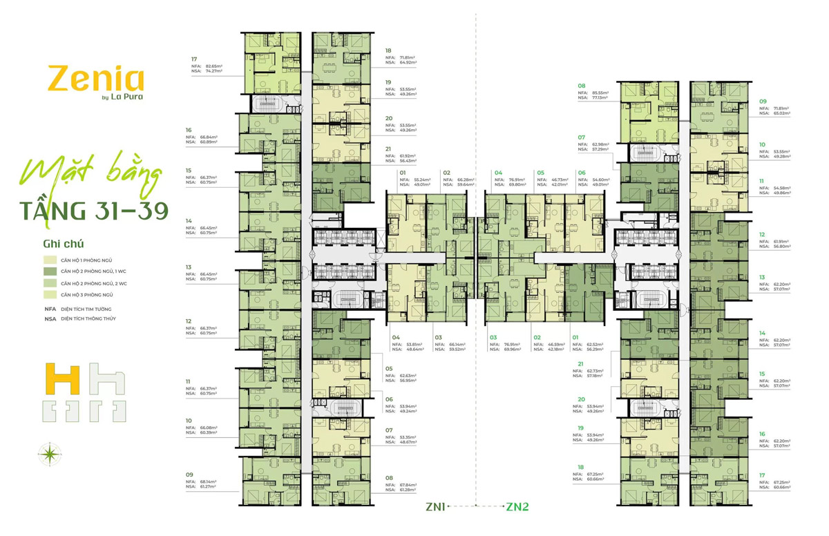 Mặt bằng Tầng 31-39