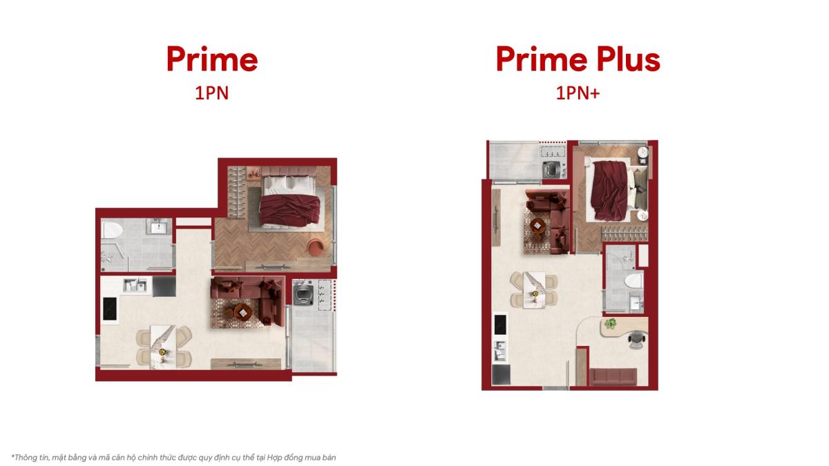 Layout căn hộ 1PN - 1PN+